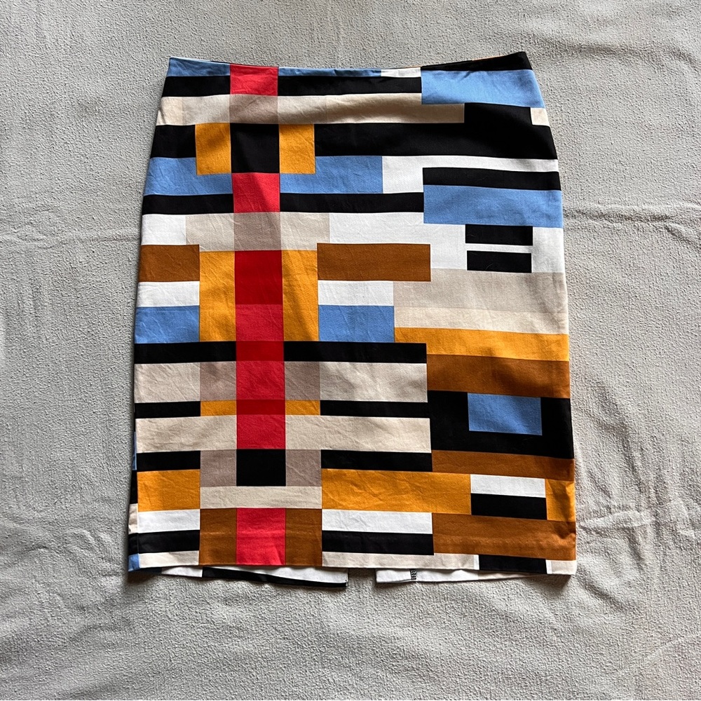 Colorful Geometric Patterned Pencil Skirt